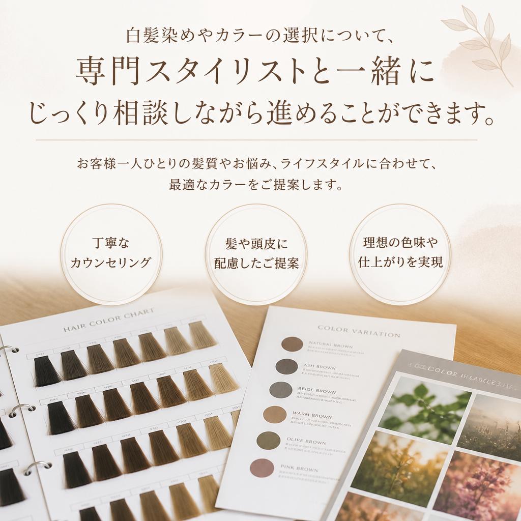 専門的なケアで髪色相談も自由自在