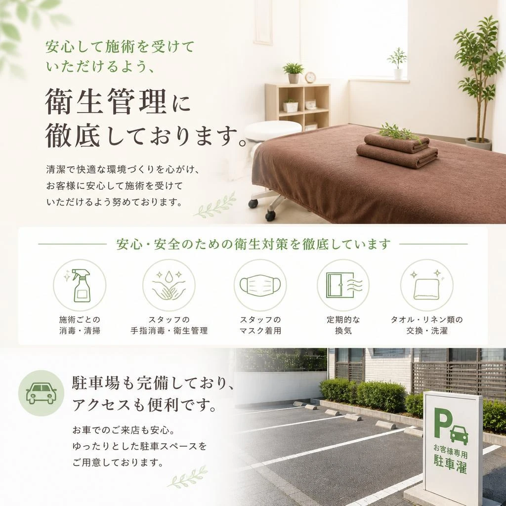 安心・安全な施術と便利なアクセス