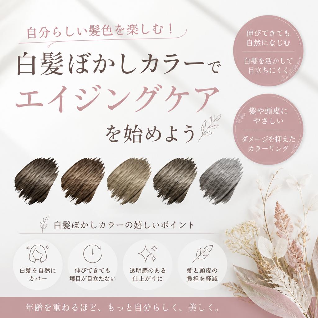 自分らしい髪色を楽しむ！白髪ぼかしカラーでエイジングケアを始めよう