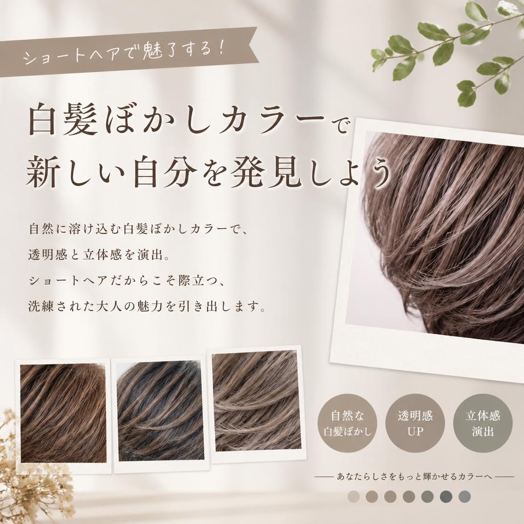 ショートヘアで魅了する！白髪ぼかしカラーで新しい自分を発見しよう