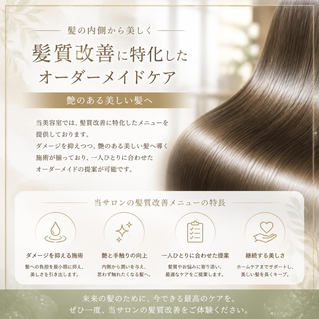 髪質改善メニューで実現する魅力的な髪