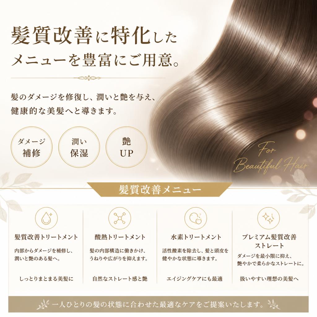 髪質改善のメニュー