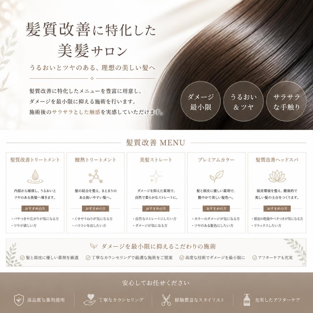 髪質改善メニューの充実