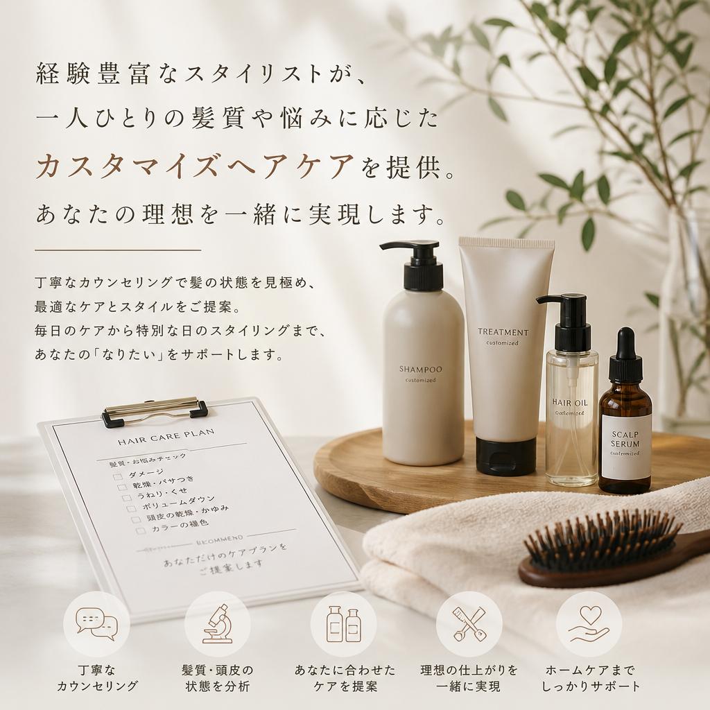 髪質改善のプロがあなたの悩みに寄り添います。