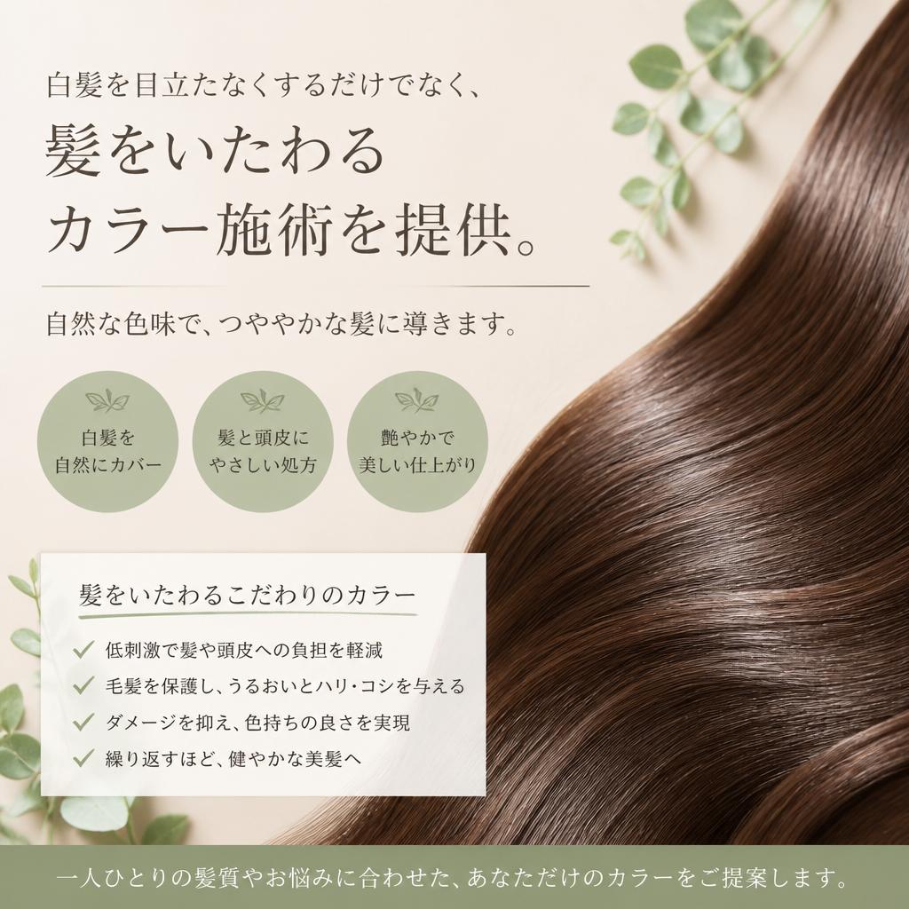 白髪も気にならない、自然派カラー。