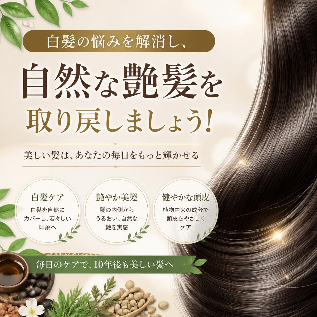 白髪の悩みを解消し、自然な艶髪を取り戻しましょう！
